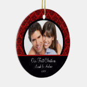 Premier ornement de Noël de photo rouge et noire (Droite)