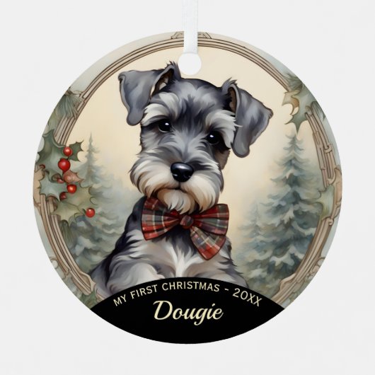 Premier ornement de Noël de Schnauzer Puppy (Recto)