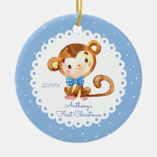 Premier ornement de Noël de singe du bébé mignon (Devant)