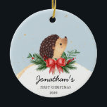 Premier ornement de Noël du bébé de Hérisson<br><div class="desc">Premier ornement de Noël du bébé de Hérisson</div>