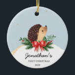 Premier ornement de Noël du bébé de Hérisson<br><div class="desc">Premier ornement de Noël du bébé de Hérisson</div>