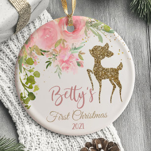 Premier ornement de Noël du bébé Deer Woodland