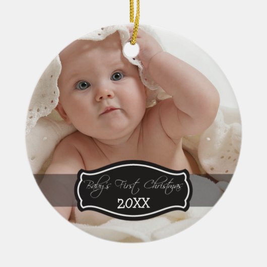 Premier ornement de Noël du bébé fait sur commande (Devant)