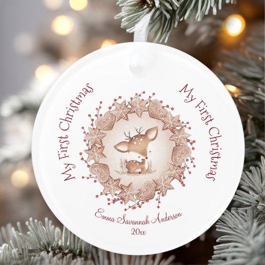 Premier ornement de Noël du bébé mou rouge cerf