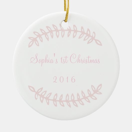 Premier ornement de Noël du bébé rose de frontière (Devant)