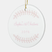 Premier ornement de Noël du bébé rose de frontière (Gauche)