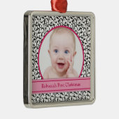 Premier ornement de Noël du bébé rose floral chic (Droite)