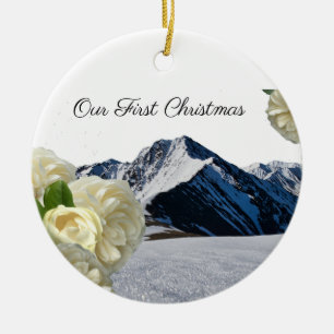 Premier Ornement de Noël Montagne Rose