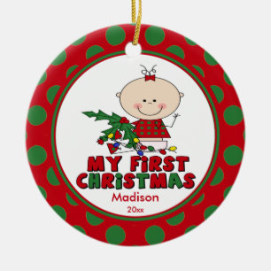 Premier ornement de Noël pour bébé, fille en bonho