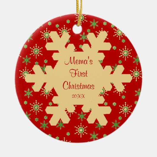Premier ornement de Noël Red Snowflake de Mema (Devant)