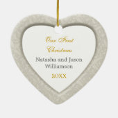 Premier ornement de photo de Noël de damassé (Dos)