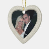 Premier ornement de photo de Noël de damassé (Gauche)