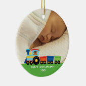 Premier ornement de photo de train d'ours de Noël (Droite)