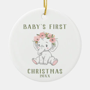 Premier ornement d'éléphant de Noël du bébé