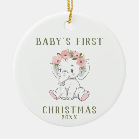 Premier ornement d'éléphant de Noël du bébé (Devant)