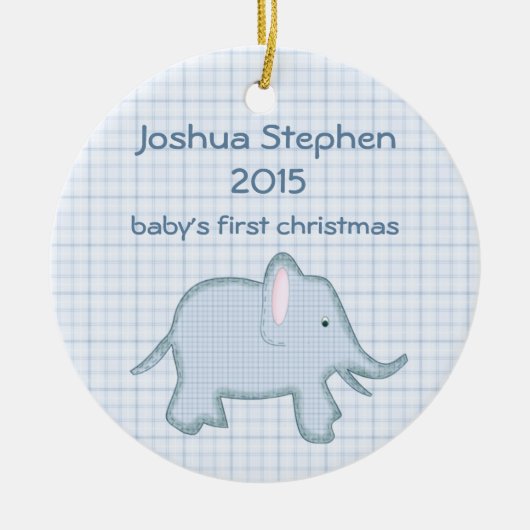 Premier ornement d'éléphant de Noël du bébé (Devant)