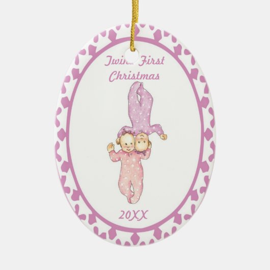 Premier ornement d'ovale de fille de Noël de (Devant)