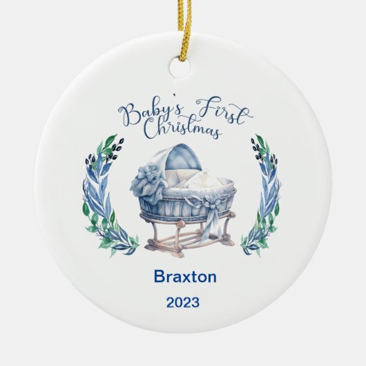 Premier ornement en céramique de Noël pour bébé ga (Devant)