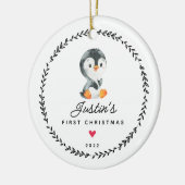 Premier ornement en céramique de pingouin de Noël (Gauche)