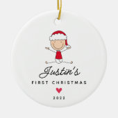 Premier ornement en céramique pour bébé de Noël (Devant)