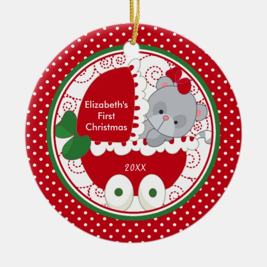 Premier ornement Kitty précieux de Noël du bébé (Devant)