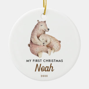 Premier ornement mignon d'ours de bébé de Noël