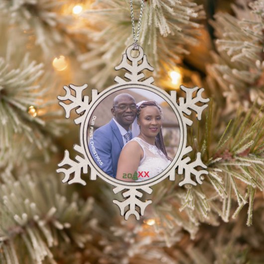 "Premier ornement photo de Noël de flacon de neige (Arbre)