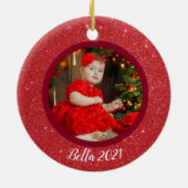 Premier ornement photo de Noël du bébé 2 côtés (Dos)