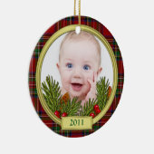 Premier ornement photo de Noël du bébé Tartan (Droite)