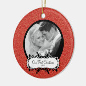 Premier ornement photo de Noël Rouge & Or (Gauche)