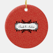 Premier ornement photo de Noël Rouge & Or (Dos)