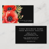 Premier Red Poppies Cartes de visite noirs (Devant / Derrière)