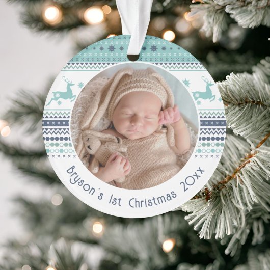 Premier renne bleu de Noël pour bébé personnalisé