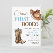 Premier Rodeo Cowboy 1er Anniversaire Invitation (Debout devant)