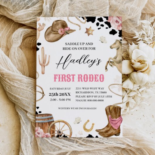 PREMIER RODEO Western Cowgirl Invitation d'anniver