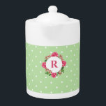 Premier rose rose rouge blanc Pois Petunia<br><div class="desc">Conçu à partir de mon aquarelle illustration de roses roses roses et pétunias rouges et blancs. Un bel arrangement de couronnes florales délicates de rose anglais rose avec de fins détails de bourgeons roses et de feuilles verts avec des pétunias blancs multicolores. Le design est a rose monogramme initial dans...</div>