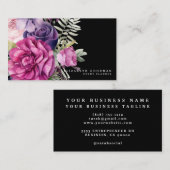 Premier rose violet Floral Cartes de visite noirs (Devant / Derrière)