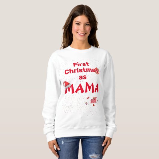 Premier Sweatshirt de Noël de maman (Devant entier)