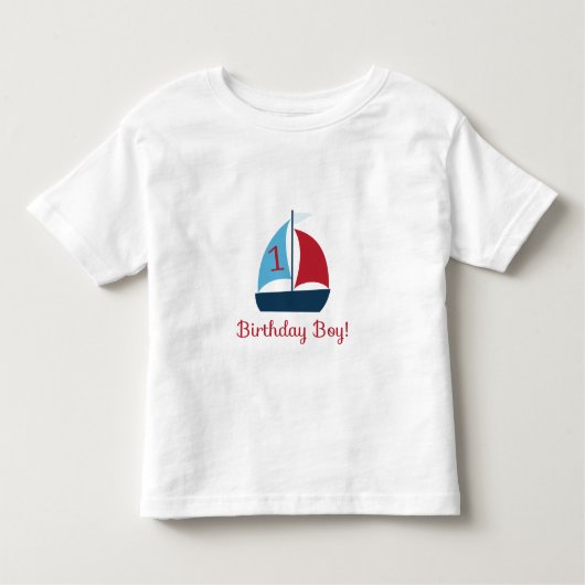 Premier T-shirt de bateau à voile d'anniversaire (Devant)