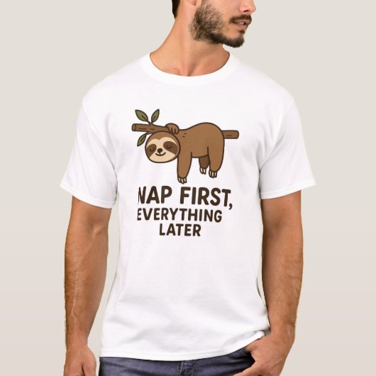 Premier T-Shirt - Drôle Lazy Sloth Tee Graphique (Devant)