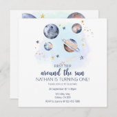 Premier Voyage Autour Du Soleil Invitation Anniver (Devant / Derrière)