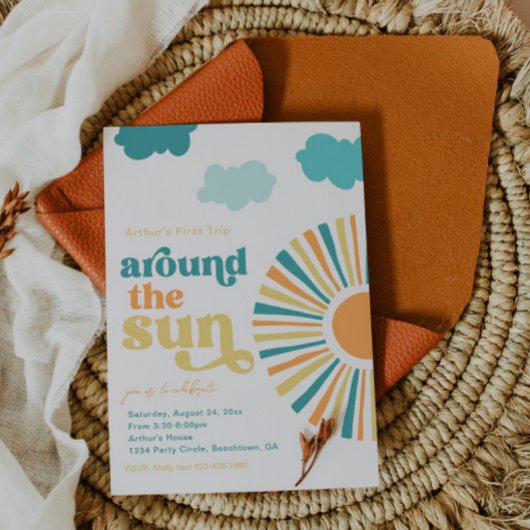 Premier Voyage Autour Du Soleil Invitation Anniver