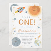 Premier Voyage Autour Du Soleil Invitation Anniver (Devant / Derrière)