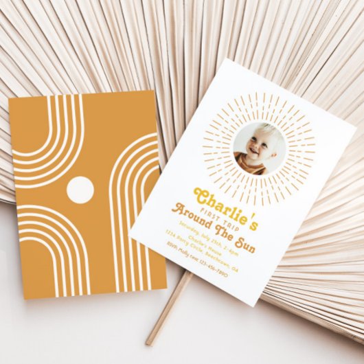 Premier Voyage Autour Du Soleil Invitation | Boho