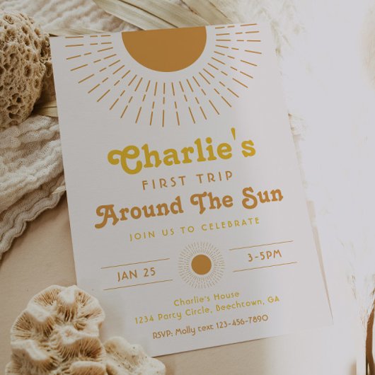Premier Voyage Autour Du Soleil Invitation | Boho