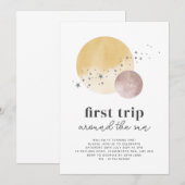 Premier Voyage Rose Autour Du Soleil Invitation An (Devant / Derrière)