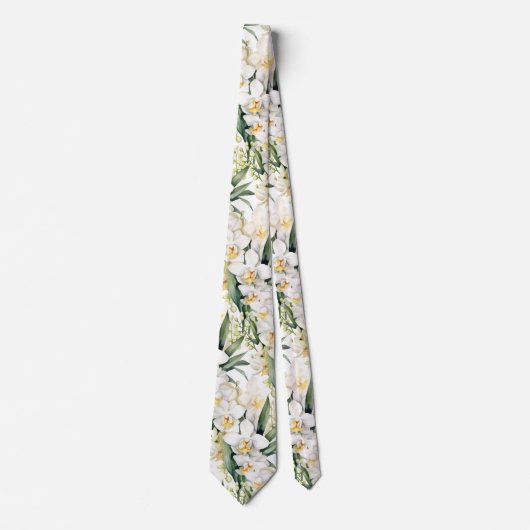 Premier Witte Orchideeën Formele Sharp Stropdas (Voorkant)