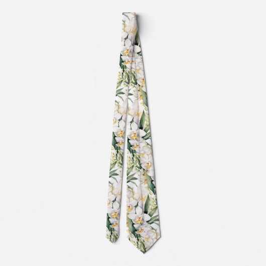 Premier Witte Orchideeën Formele Sharp Stropdas (Achterkant)