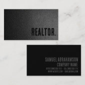 Premier zwart faux lederen realtor visitekaartje (Voorkant / Achterkant)