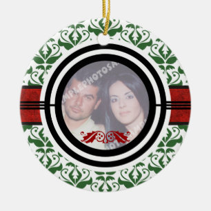 Première/1ère décoration photo damasée de Noël du